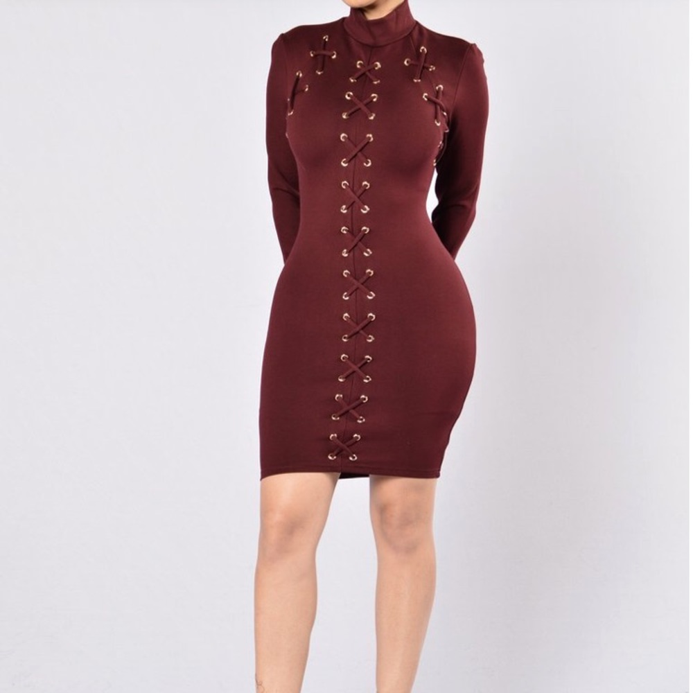 slim fit dress slacks Prom Dress Burgundy Long Off-The-Shoulder Long Sleeves A-Line Spandex main image 0